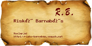Riskó Barnabás névjegykártya